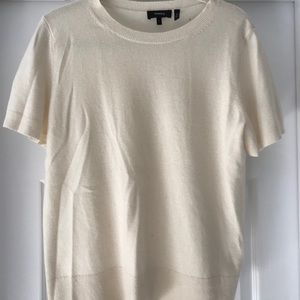 THEORY - Crew Neck Cream Sweater